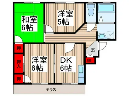 コーポふじみ野D棟(3DK/1階)の間取り写真