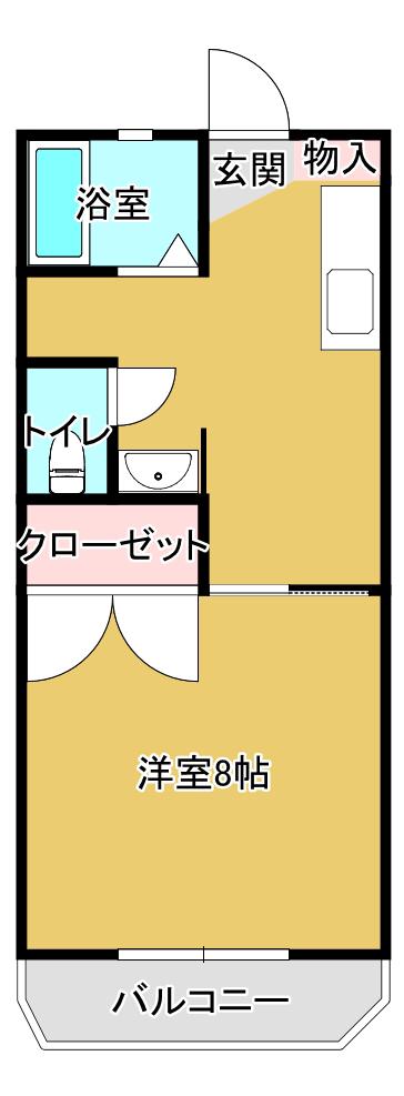 ベルハウスオレンジ(1DK/1階)の間取り写真
