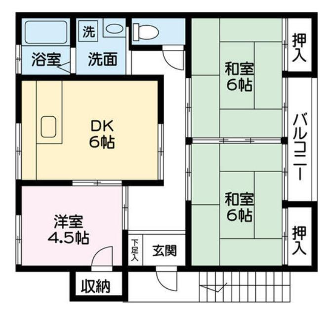 武末アパート(3DK/2階)の間取り写真