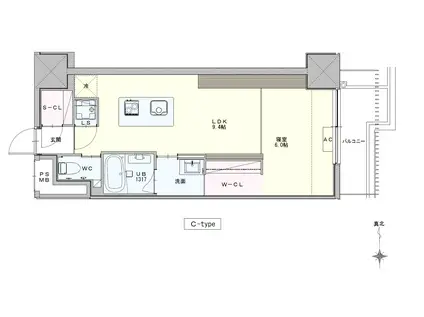 SK BUILDING-901(1LDK/6階)の間取り写真