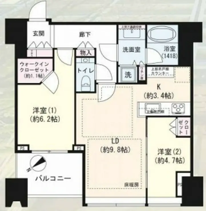 シティタワー麻布十番 12階階 間取り