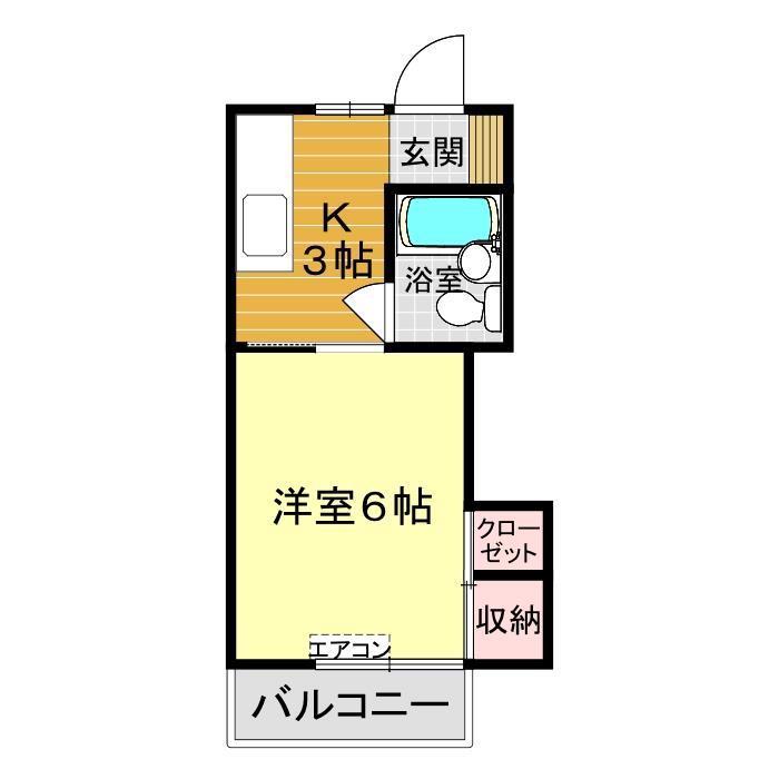 パルシオン(1K/2階)の間取り写真