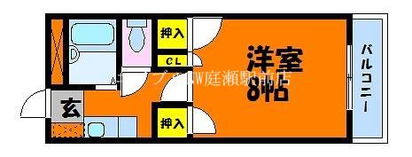 エスポアール北長瀬(1K/4階)の間取り写真