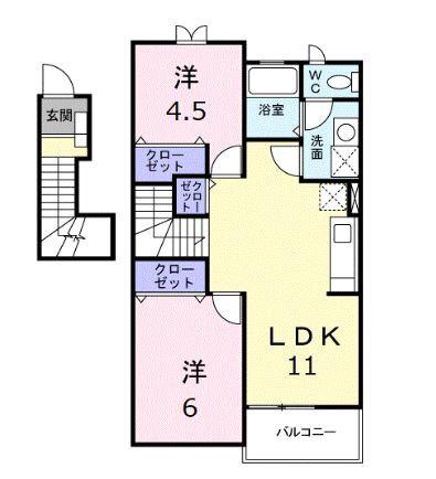 メゾン山水(2LDK/2階)の間取り写真