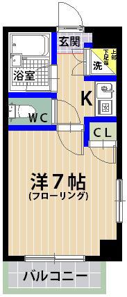 グランディ香椎駅東(1K/1階)の間取り写真