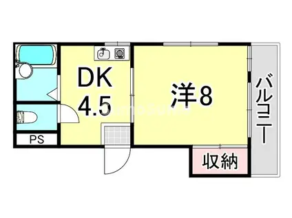 シマダハイム(1DK/2階)の間取り写真