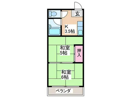 ハイツ北之町C棟(2K/2階)の間取り写真