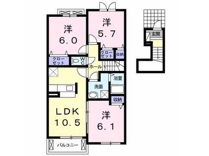 レジデンシアC(3LDK/2階)の間取り写真