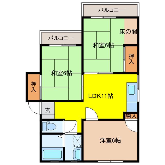 KBハイツ(3LDK/1階)の間取り写真