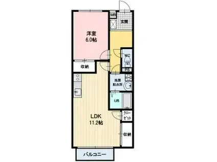 アベニール(1LDK/2階)の間取り写真