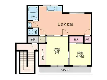 グリーンハイツ(2LDK/1階)の間取り写真