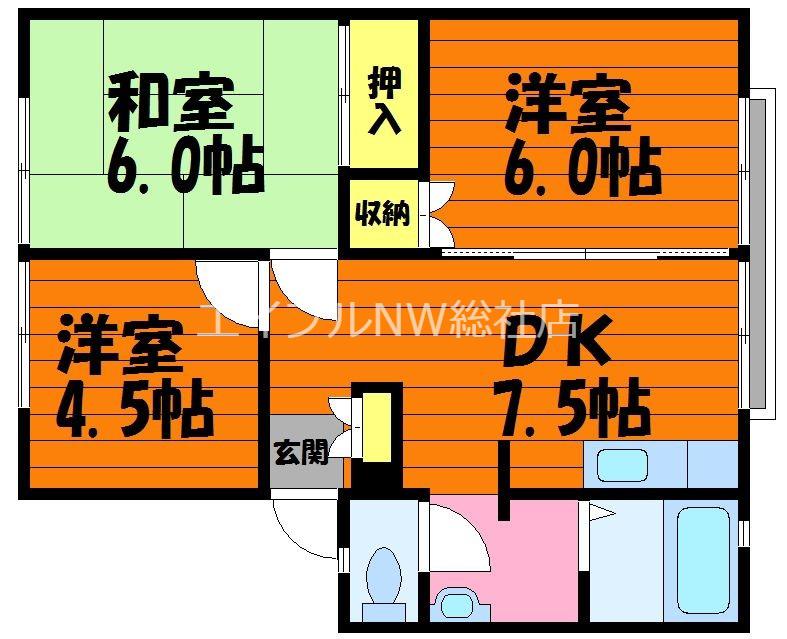 コーポサンライト I(3DK/2階)の間取り写真