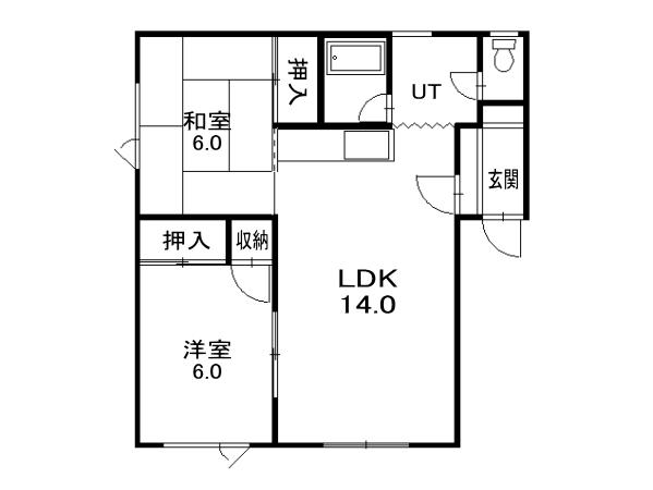 ふくみ荘(2LDK/1階)の間取り写真