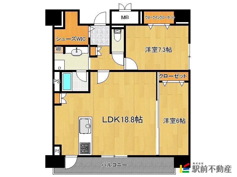 ADORABLE(2LDK/10階)の間取り写真