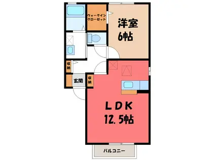 グランドールA(1LDK/1階)の間取り写真