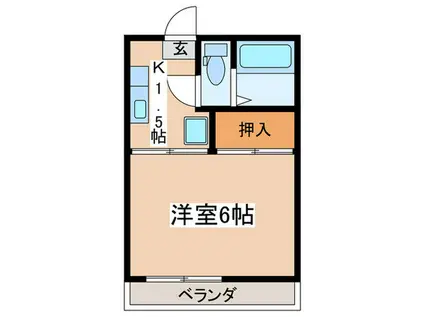 クロノス秦野東海大学前(1K/1階)の間取り写真