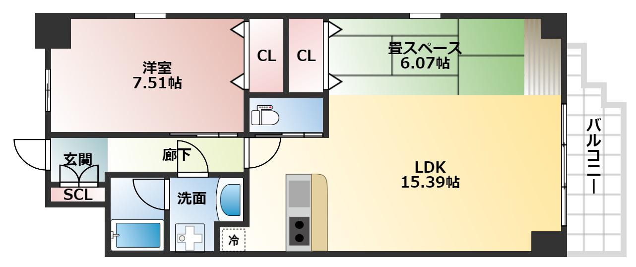 プレジオ本町(1LDK/5階)の間取り写真