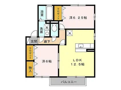 ウィルモアグッドラックII(2LDK/2階)の間取り写真