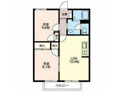 晴海コーポ第2(2LDK/2階)の間取り写真