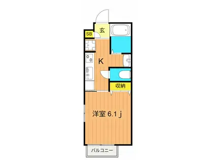 サウスウインド(1K/1階)の間取り写真