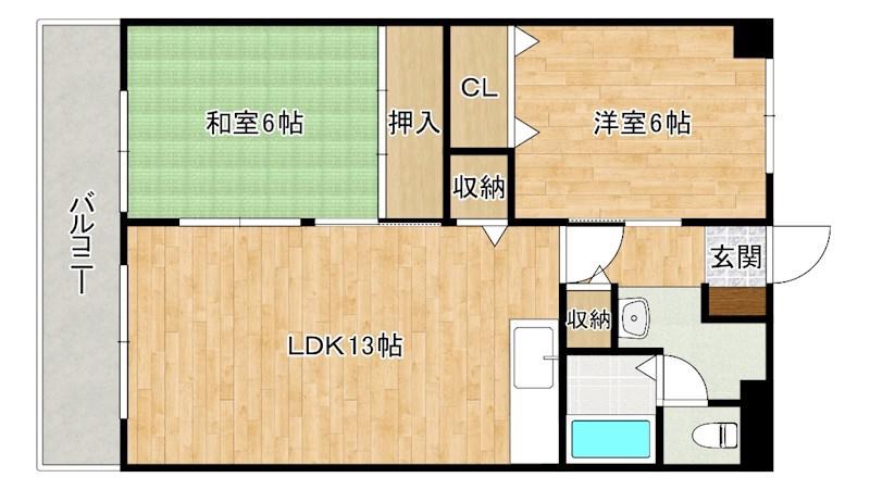 ふぁみーる志徳(2LDK/2階)の間取り写真