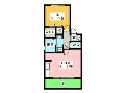 グランシティソレーユII(1LDK/1階)の間取り写真