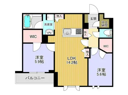 エルミタージュクール(2LDK/1階)の間取り写真