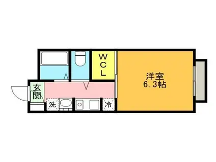 FLAT福井C棟(1K/1階)の間取り写真