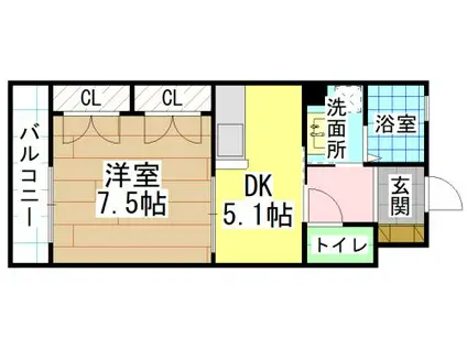 REZIA小倉(1DK/4階)の間取り写真