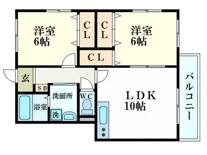 バードランドひめじ弐番館(2LDK/1階)の間取り写真