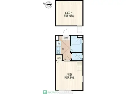 G・Aヒルズ追浜B棟(1K/1階)の間取り写真