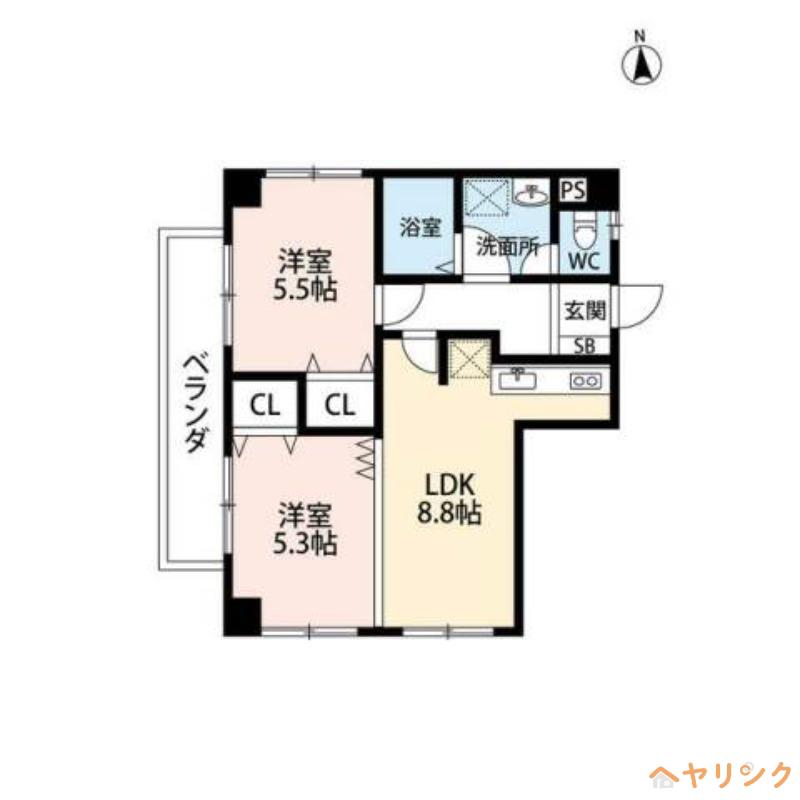 WISTERIA社台L・H(2LDK/3階)の間取り写真