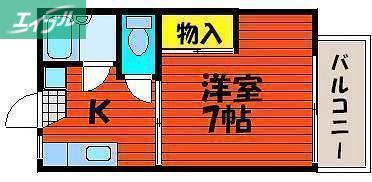 シティハウスK(1K/1階)の間取り写真
