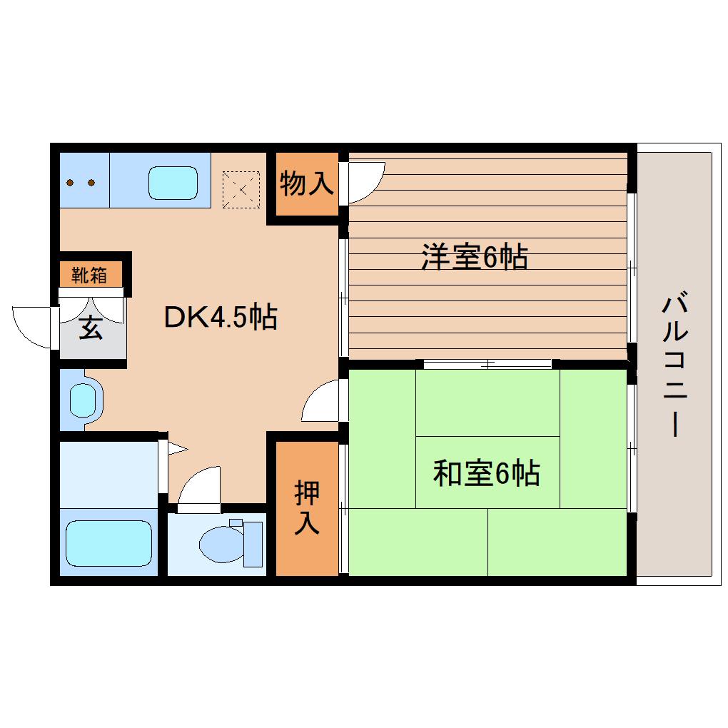 パル白水沢(2DK/2階)の間取り写真