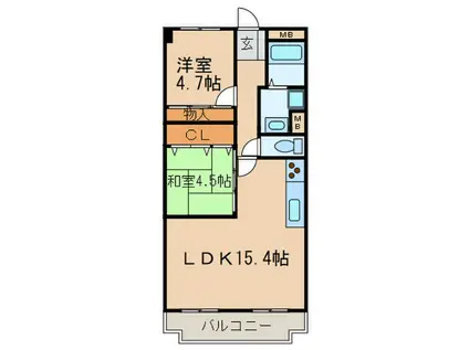 ナビシティー牧の里(2LDK/3階)の間取り写真
