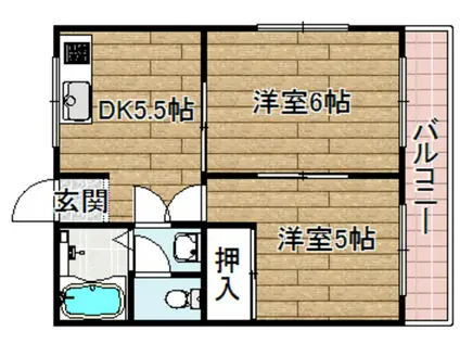 サンロード(2DK/2階)の間取り写真