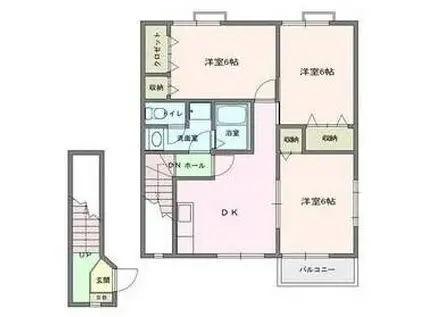 シャト-ブリアンI(3DK/2階)の間取り写真