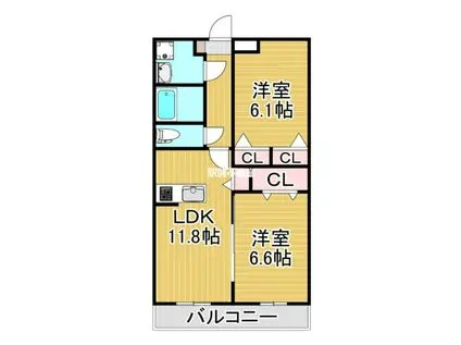 MDIブリサマリーナ花見が浜(2LDK/1階)の間取り写真