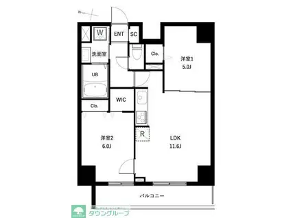 アーバンパーク扇大橋(2LDK/10階)の間取り写真