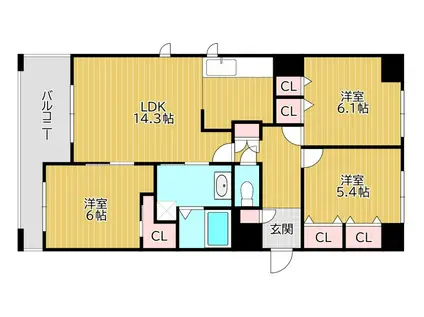 OLIVE 1(3LDK/2階)の間取り写真