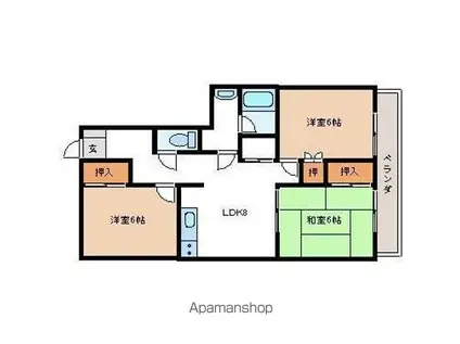 ハイツ麹屋 II(3LDK/1階)の間取り写真