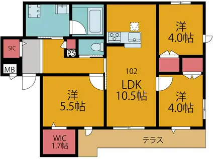 押上3丁目メゾン(3LDK/1階)の間取り写真
