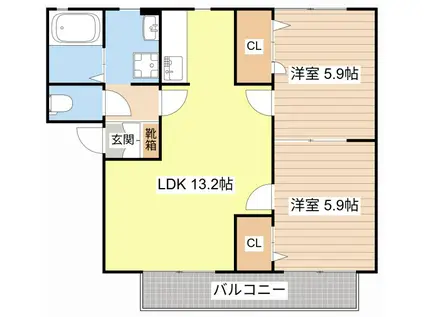 SIRAHAE(2LDK/2階)の間取り写真