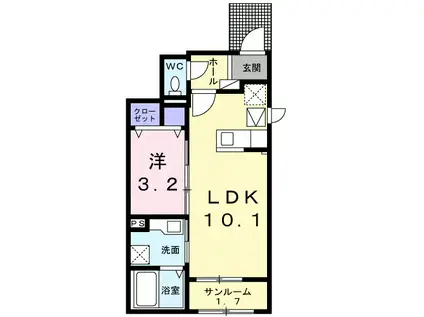 ブリック(1LDK/1階)の間取り写真