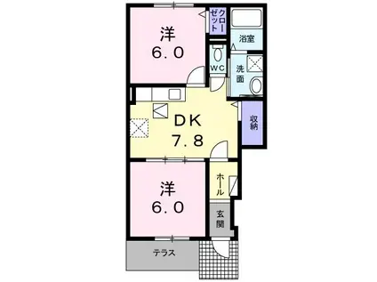 サザンクロスII(2DK/1階)の間取り写真