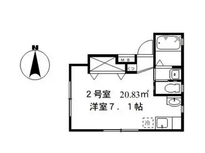 ルヴェドゥソレイユ(ワンルーム/1階)の間取り写真