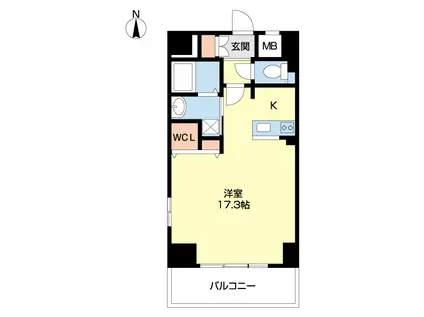 ラ・フェリオ・S(ワンルーム/2階)の間取り写真