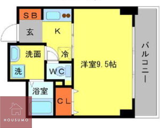 ウィスタリア京橋(1K/2階)の間取り写真