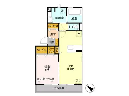 レグラス稲里 F(1LDK/2階)の間取り写真