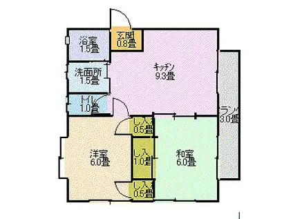 パルム中原(2DK/2階)の間取り写真